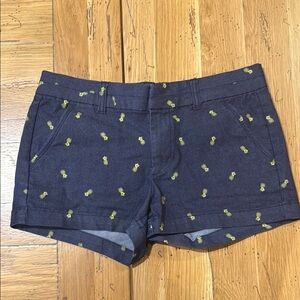 Harper Blue and Yellow High Waist Shorts with Playful Banana Print